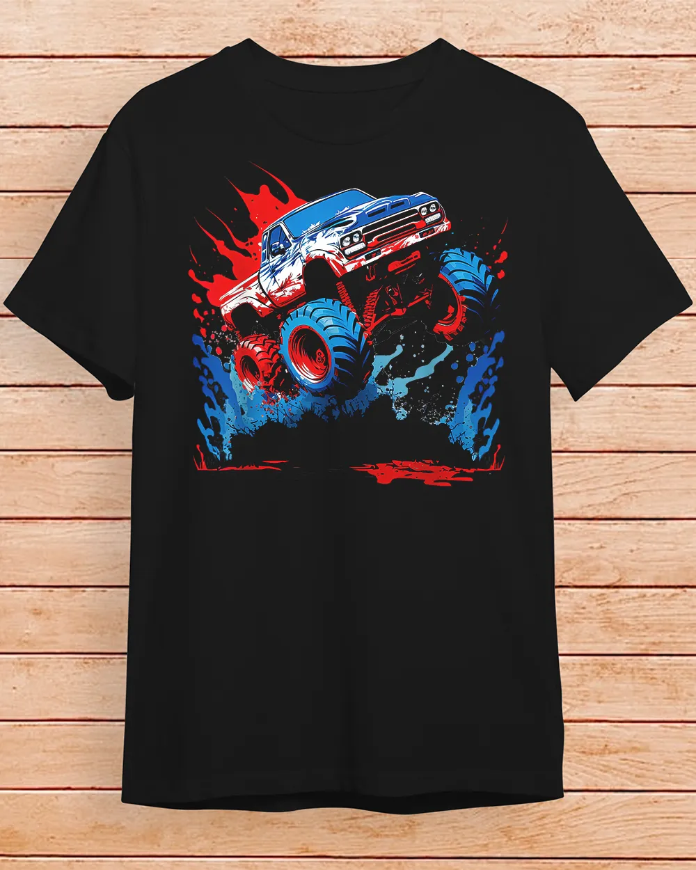 Monster Truck Red White and Blue USA Colors for Boys T-Shirt Unisex Standard T-Shirt black s