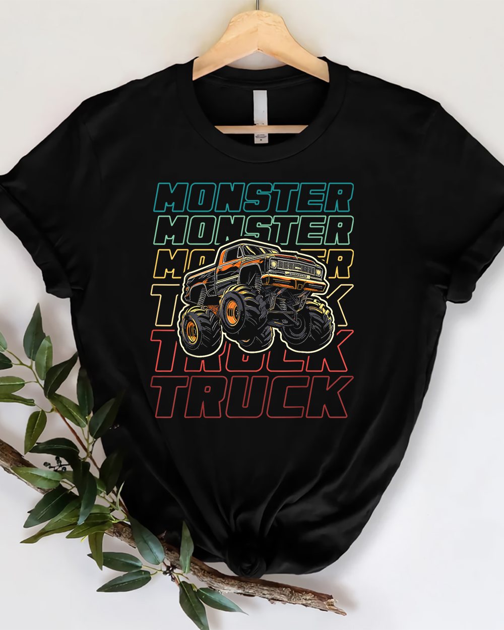 Monster Truck for Toddlers, Kids Monster Truck Vintage Retro T-Shirt Unisex Standard T-Shirt black s