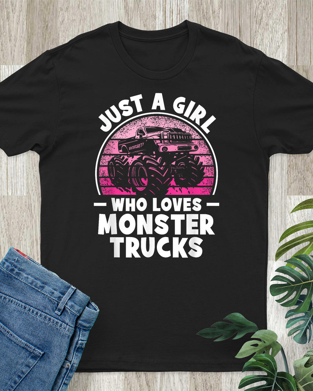 Just A Girl Who Loves Monster Trucks Funny Monster Truck T-Shirt Unisex Standard T-Shirt black s