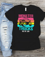 Monster Trucks Are My Jam Engines Truck Car Lovers Trucker T-Shirt Unisex Standard T-Shirt black s