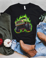 Retro Vintage Monster Truck Retro Sunset Monster Truck Boys T-Shirt Unisex Standard T-Shirt black s